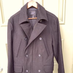 Express design men peacoat slim medium great shape black.